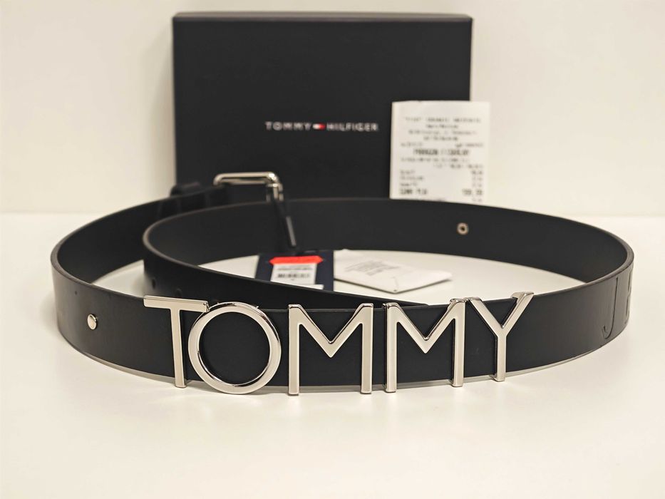 Skórzany pasek damski Tommy Hilfiger Czarny Nieużywany
