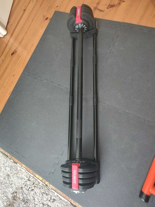Kit de Pesos Ajustáveis 3 em 1 (20kg) Yourfit - Barra / Haltere / Kettlebell (Como Novo c/ Caixa)