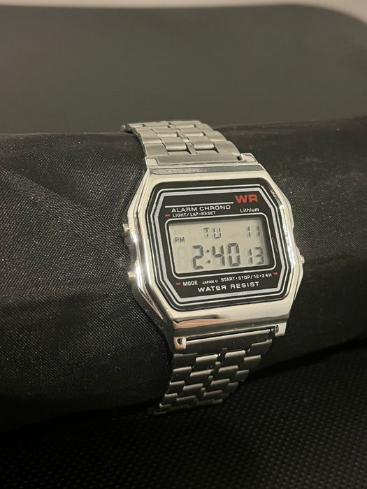 Zegarek męski elektroniczny vintage retro style w stylu casio bransoletka solidna stalowa NOWY