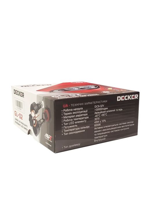 Міні лінзи Led лампы Decker LED GL-02 H7 H11 HB3 HB4 45W 5000K 8000Lm