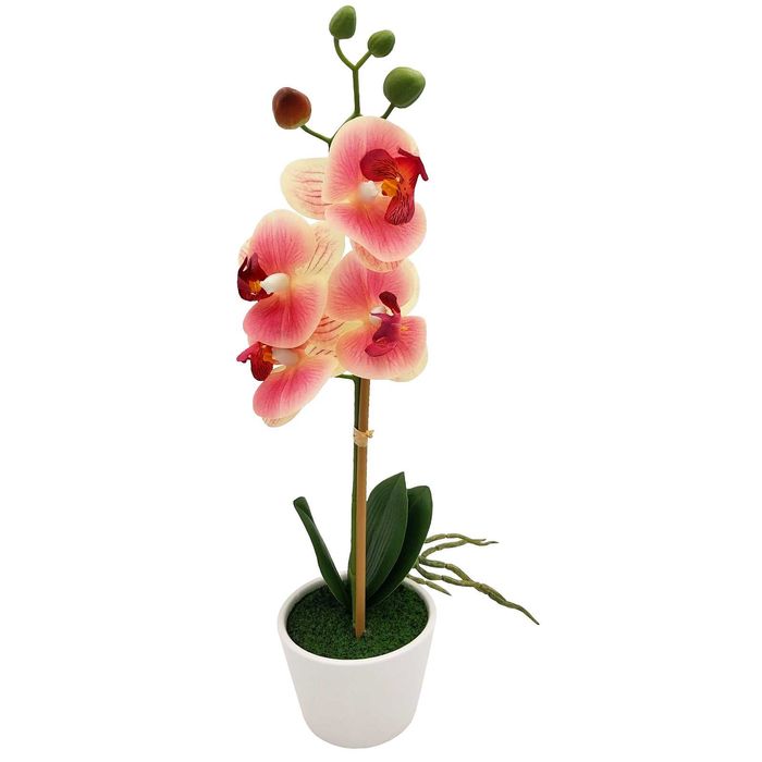 Storczyk sztuczny różowy orchidea w doniczce kompozycja kwiat 35cm