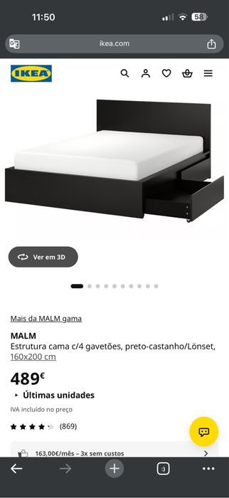 Conjunto de quarto IKEA — Cama 160×200, mesas de cabeceira , cómoda, estrado, gavetoes