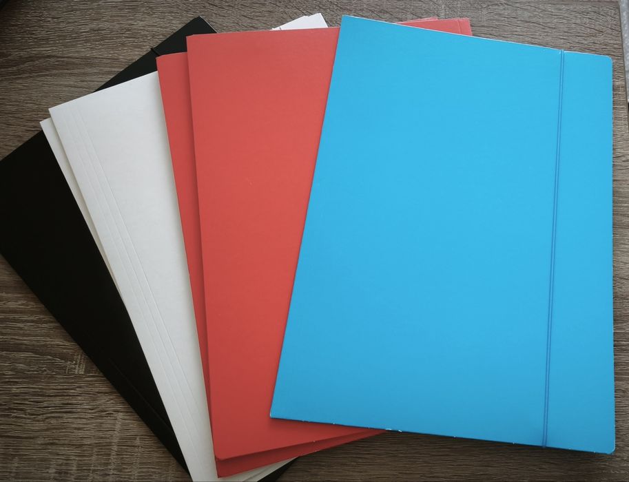 Teczki z gumką nowe tekturowe lakierowane zestaw 6 szt