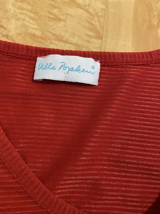 Ulla Popken 46 48 damska bluzka krótki rękaw czerwona wiskoza