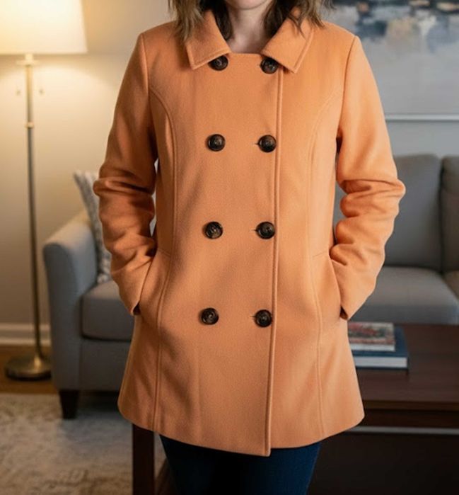 Elegancka kurtka płaszcz kolor łososiowy