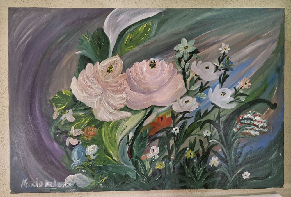 Pintura floral em óleo