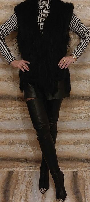 Piękna kamizela połaczenie lisa naturalnego z futrem z króliczka