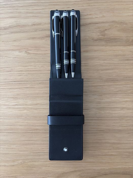Conjunto Montblanc StarWalker (Tinteiro, Esferográfica, Lapiseira) + Bolsa Pele – Full Set