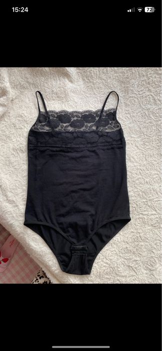 Czarne body z koronką na ramiączka sexy eleganckie S/M wygodne