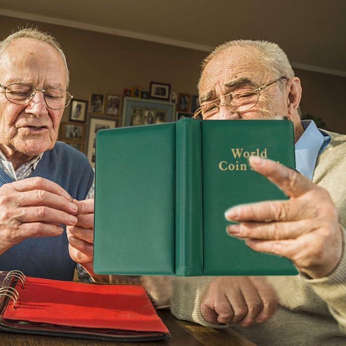 Album na monety 120 kieszonek skórzany etui na monety zielony