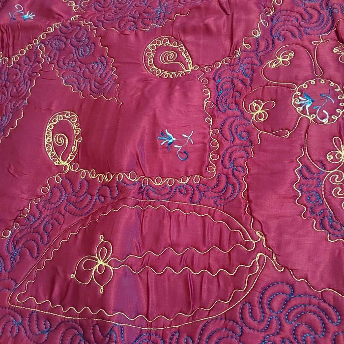 Colcha acolchoada bordada dupla face64729900118403122