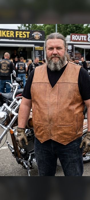 Чоловічій шкіряний жилет Texpeed Motorcycle Apparel у байкерському стилі 5XL
