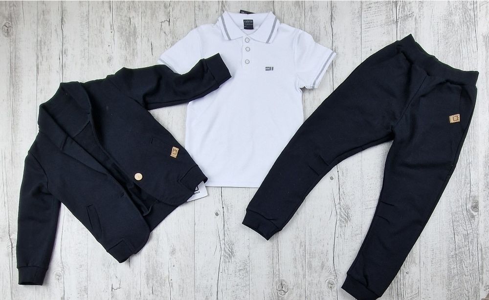 Garnitur chłopięcy bawełniany Marynarka i spodnie joggery  92/98