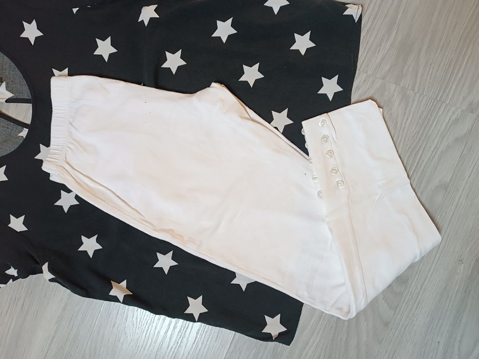 Getry bawełniane damskie rybaczki legginsy za kolano 3/4 kolarki białe letnie xs-s