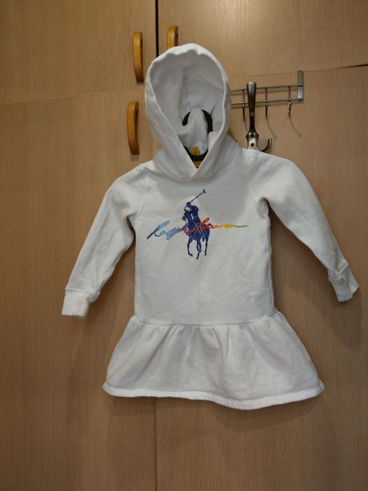 bluzosukienka dziewczeca z kapturem Ralph Lauren central color logo