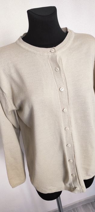 Piękny beżowy sweter wełna Merino L