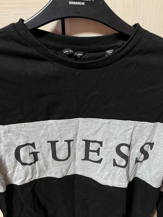 Guess bluzka z długim rękawem bluza czarna z napisem r XS
