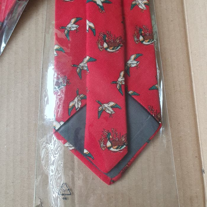 Krawat męski ptaki jedwab(niebieski k.)