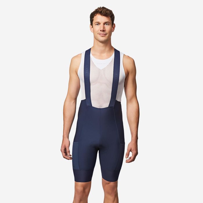 Calções Justos com Alças Ciclismo Homem Endurance Azul
