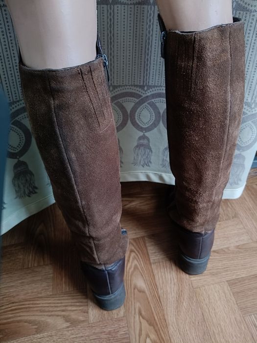 Чоботи шкіряні високі, чоботи демі, чоботи шоколадний колір, 37