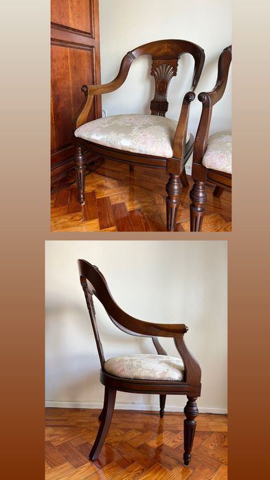 Conjunto de sofá e cadeiras antigas