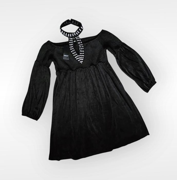 Gotycka czarna sukienka celvetowa alternatiw y2k Nowa lolita cottage