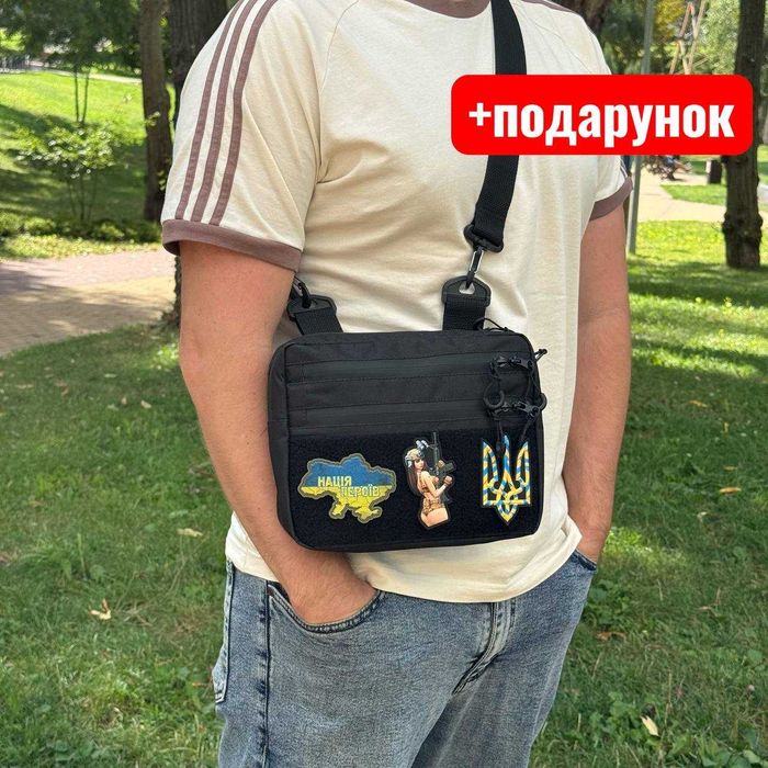 Тактическая мужская сумка через плечо для шевронов барсетка мессенджер