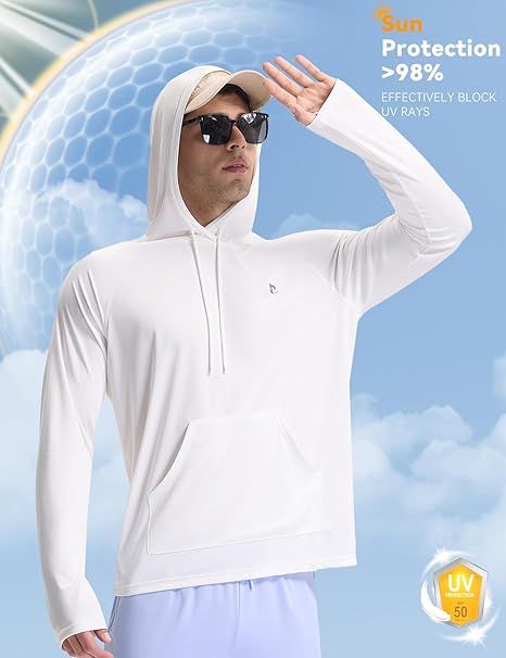 Bluza męska z kapturem - szybkoschnąca UPF - XL, biała