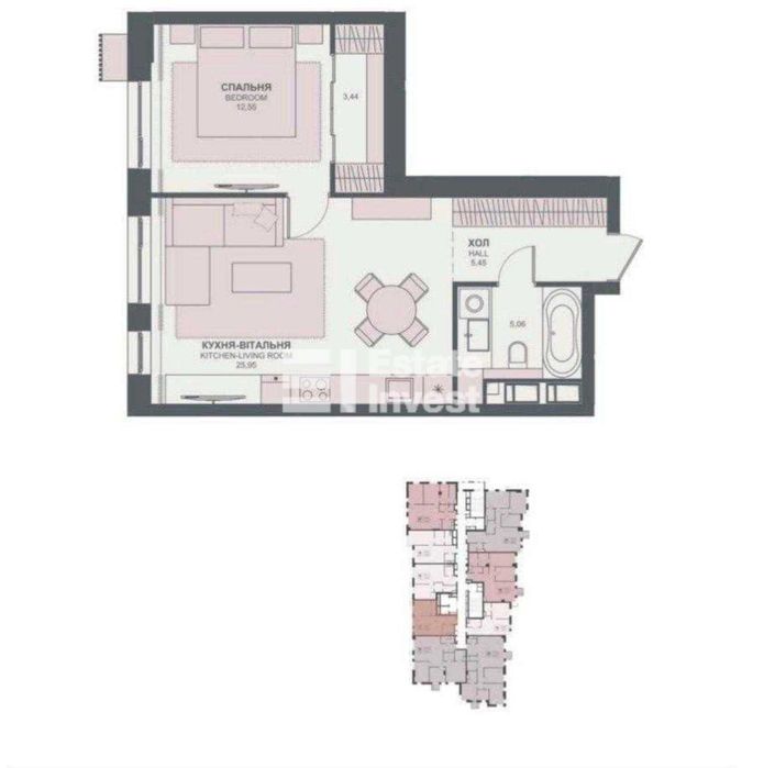 1-комнатная квартира по адресу бульвар Дружбы Народов (площадь 55 м²) - Atlanta.ua - фото 8