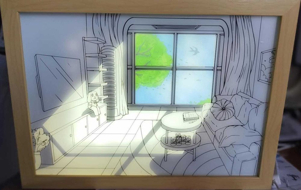 Quadro Decorativo Iluminado com 3 Cores de LED