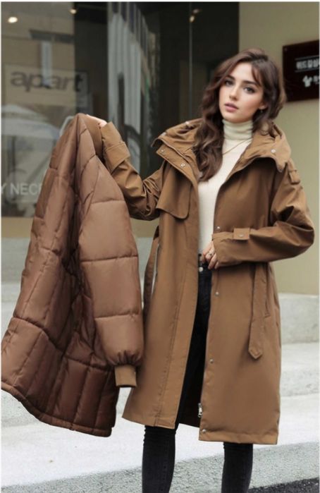 Kurtka zimowa parka brązowa