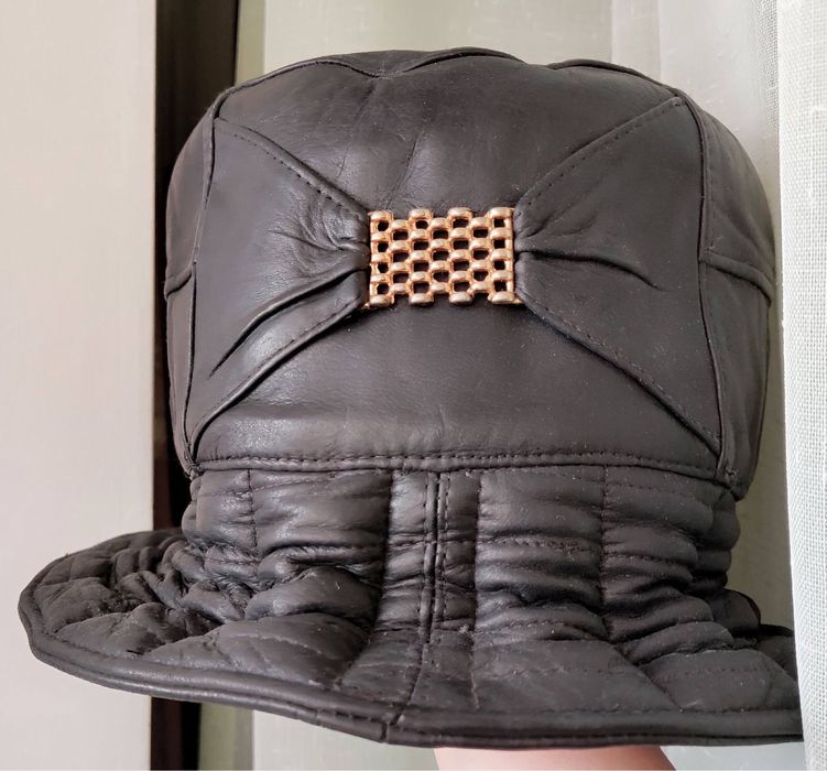 Капелюх-панама шкіряна жіноча осінь зима