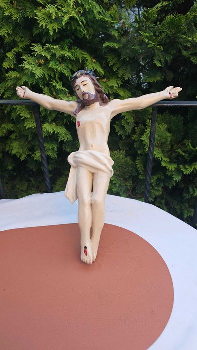 Przedwojenny drewniany P.Jezus,figura,wys.41 cm.