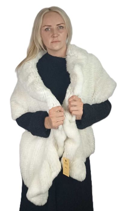 Szal - Etola futro królika Rex. Kolor Biały lub Brąz