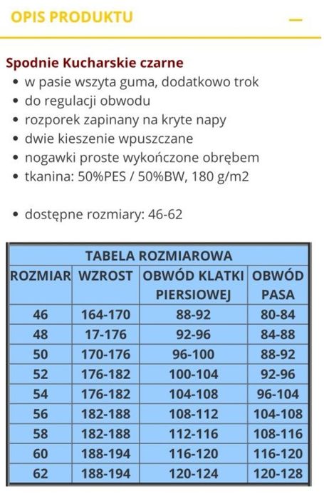 Bluzy kucharskie