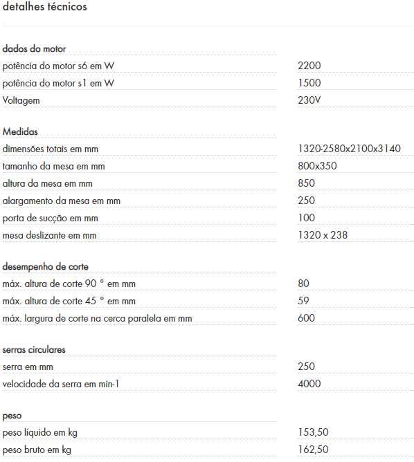 TS250FL 230V serra circular  / esquadrejadora Holzmann NOVA