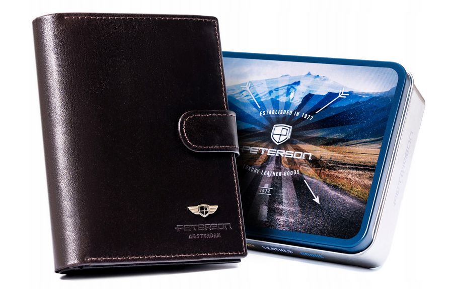 elegancki, duży portfel męski ze skóry naturalnej - peterson