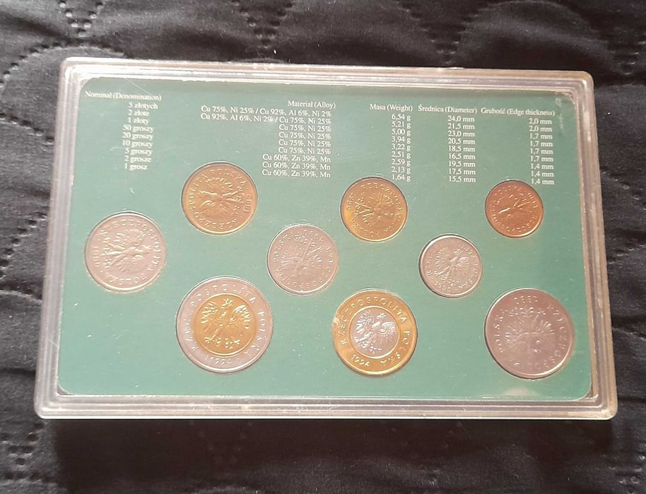 Zestaw NBP - monety obiegowe -1990-94 - w tym 1zł, 50,20,10gr z 1990r.