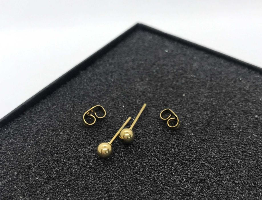 Kolczyki złote kulki 4mm wkrętki stal chirurgiczna