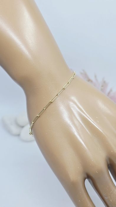 Złota bransoletka splot ankier długie ogniwa próba 585 14k