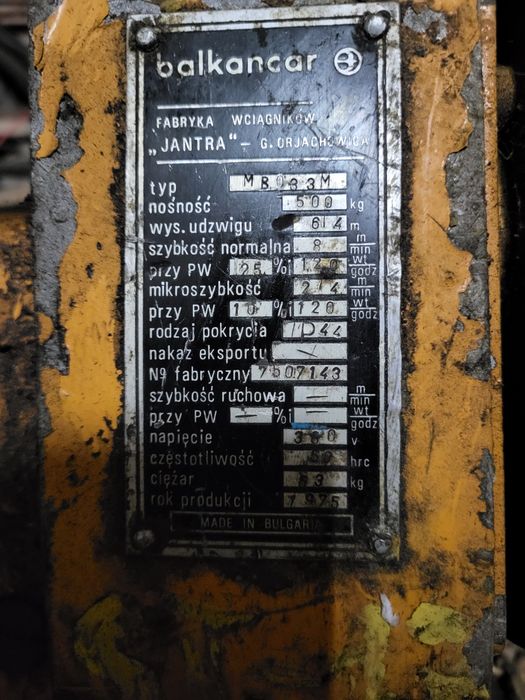 Sprzedam  wciągarkę  łańcuchową,  elektryczną,  suwnica