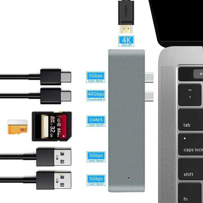 Хаб-концентратор Thunderbolt 3 (USB-C) 7в1 для MacBook Pro/Air з HDMI