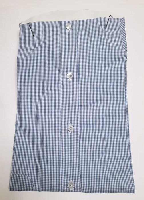 Camisa Manga Comprida Quadrados Xadrez Azul Branco Homem M Nova