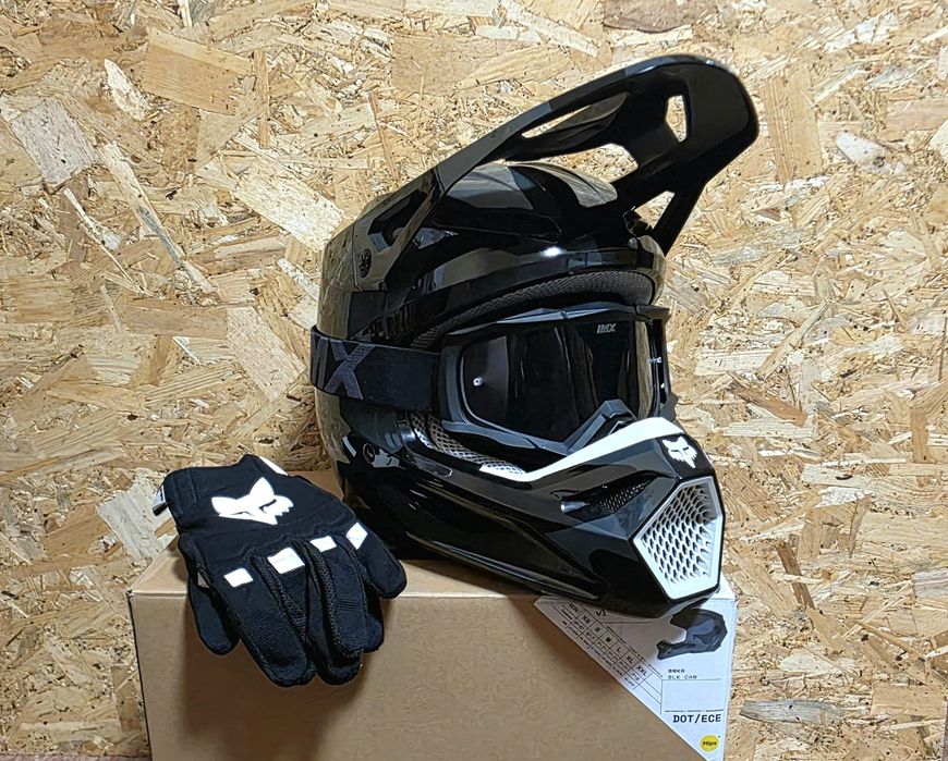 Zestaw: Kask Fox V1 MIPS (Camo) + Gogle IMX + Rękawice Fox