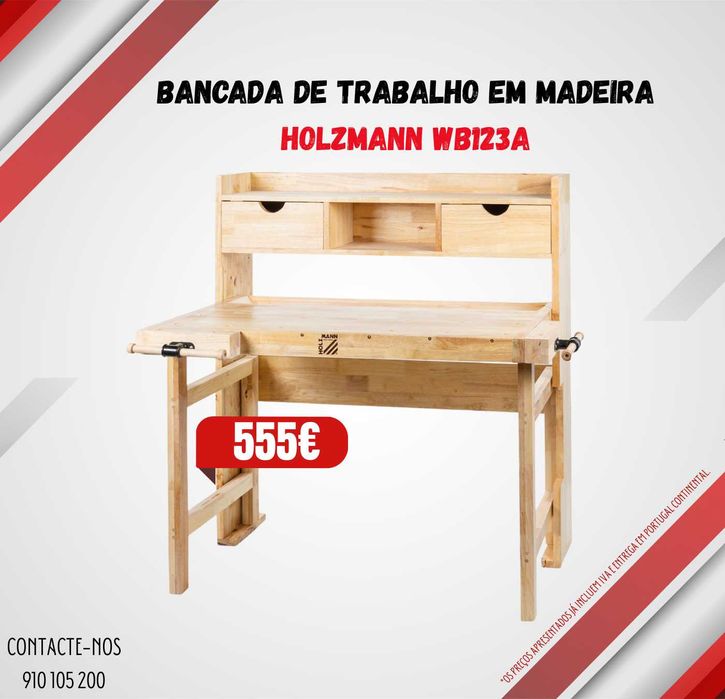 Bancada de Trabalho em madeira carpinteiro c/ módulo superior JL20