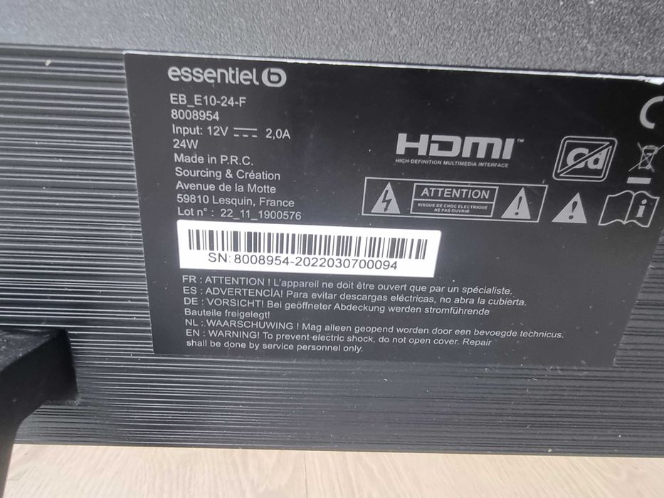 Monitor Essentiel b EB_E10-24-F – 24 Polegadas (Ecrã Partido)
