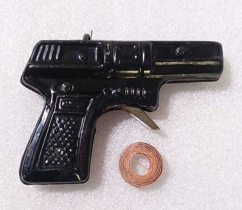 Antigo Brinquedo chapa Português ~ PISTOLA de FULMINANTES ~ Anos 60