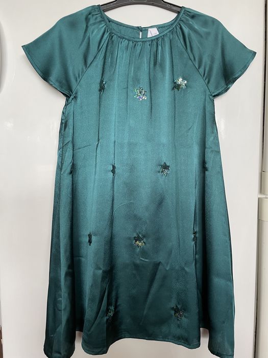 Vestido cetim verde Lft 7/8 anos NOVO