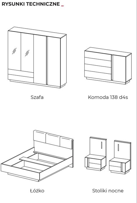 Meble Sypialniane CORA! Łóżko, komoda, szafa, stoliki nocne. Segmenty.
