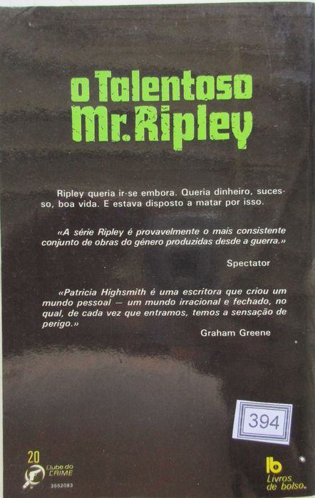 Patricia Highsmith - - - O Talentoso Mr. Ripley - - - - - Livro
